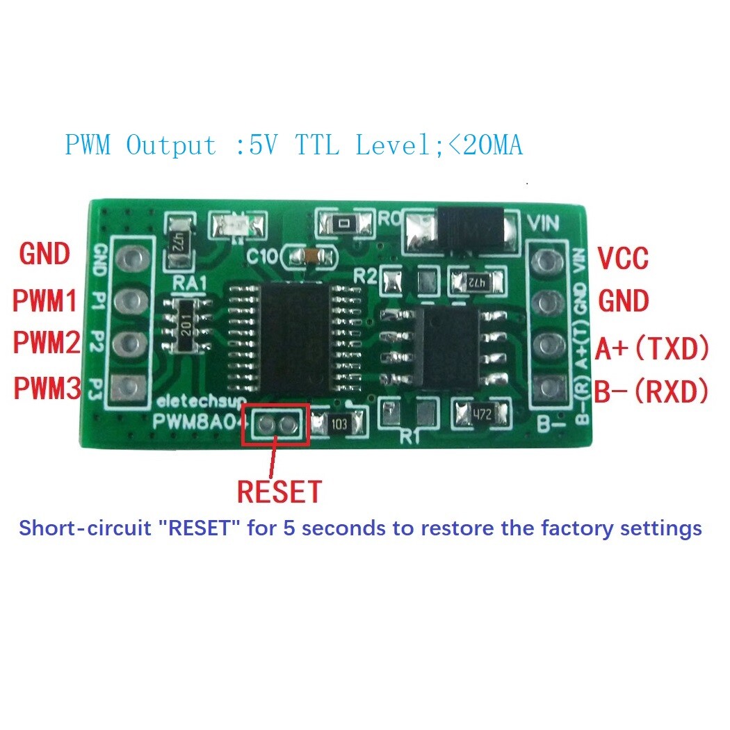 3 Ch RS485 PWM Square Wave Pulse signal Generator UART RS232 RS485 Bus Modbus