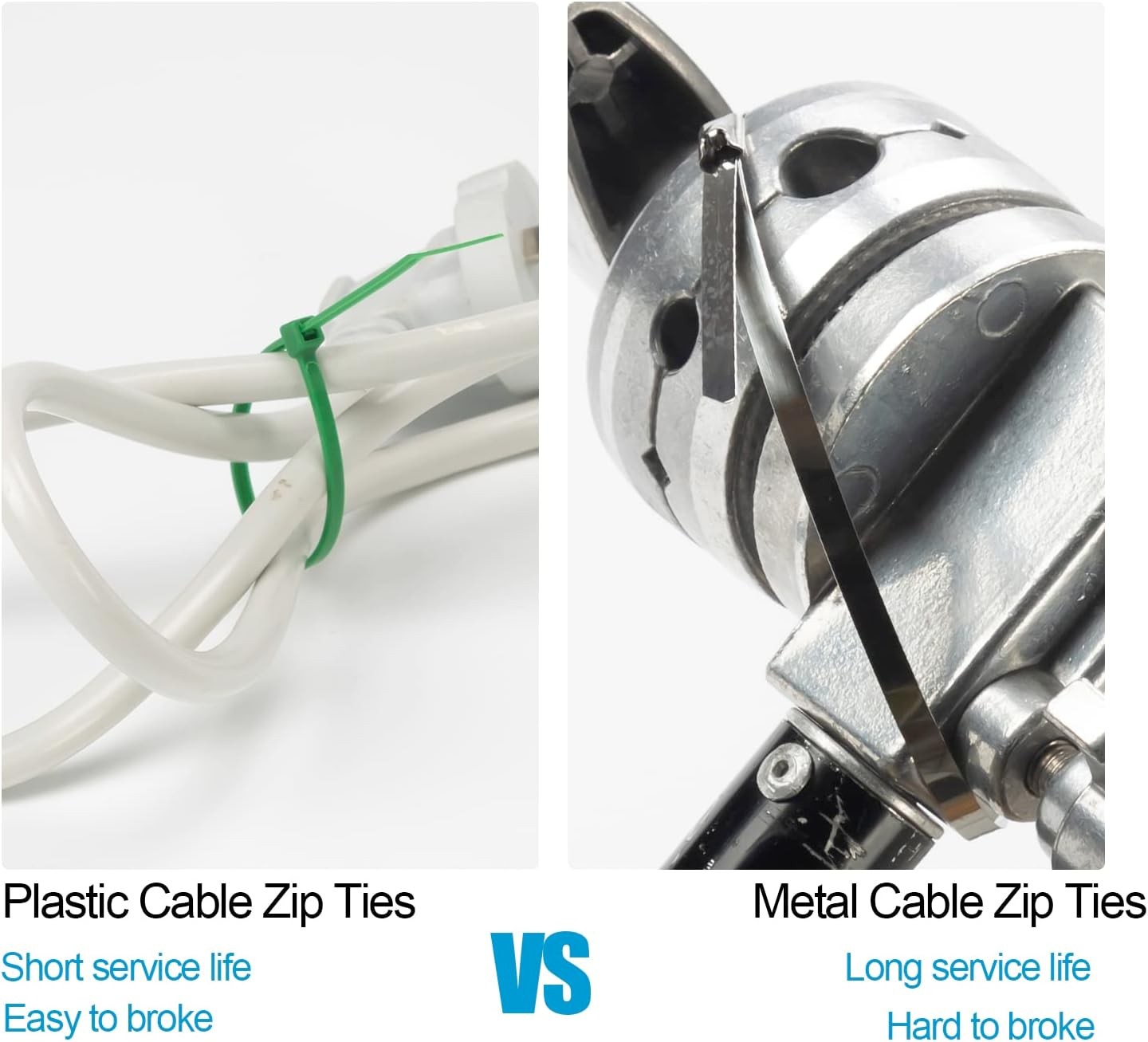 200 Pack 11.8 Inch 304 Stainless Steel Cable Ties Set Heavy Duty Metal Zip Ties