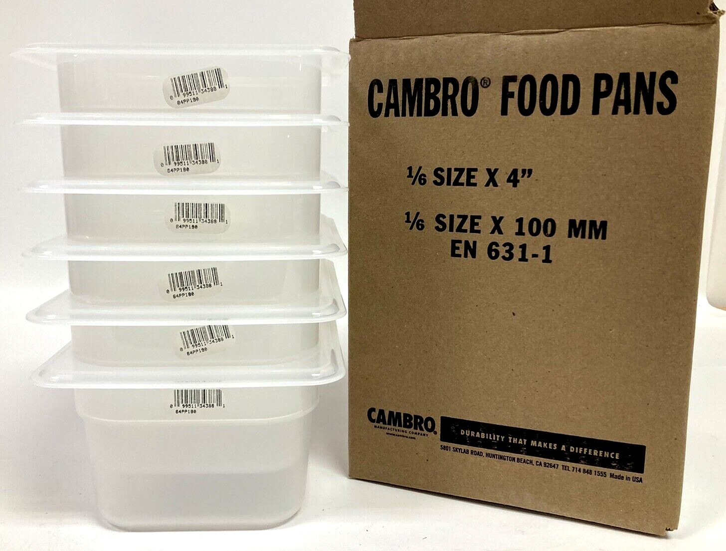6 Pack CAMBRO 82PPMD190 1/8×2.5” PP Translucent Food Containers Bins McDonald’s