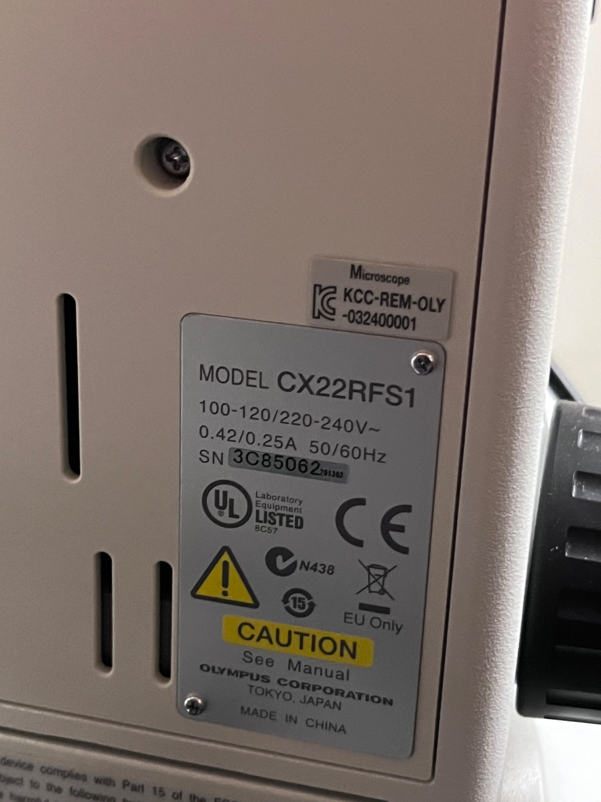 Olympus CX22RFS1 Laboratory Microscope With 4x, 10x, 40x, 100x Objectives