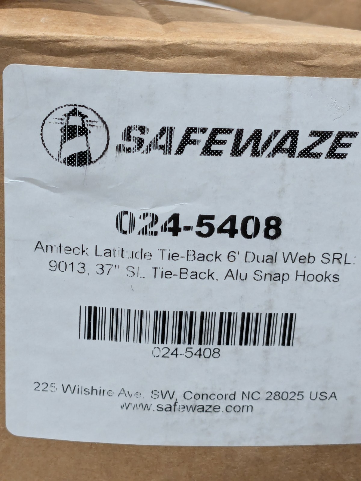 Safewaze Amteck Latitude Tie-Back 6′ Dual Web SRL 9013 37″ 024-5408
