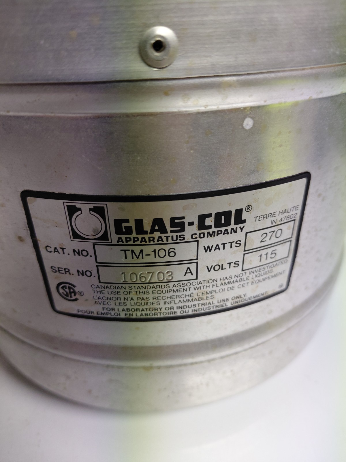 GLAS-COL TM 110 HEATING MANTLE, 500W, 115V, Working
