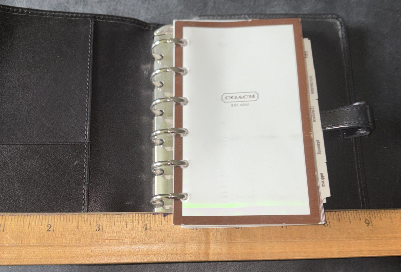 Coach Black Leather Agenda Day Runner Diary Address Plan Information Reference