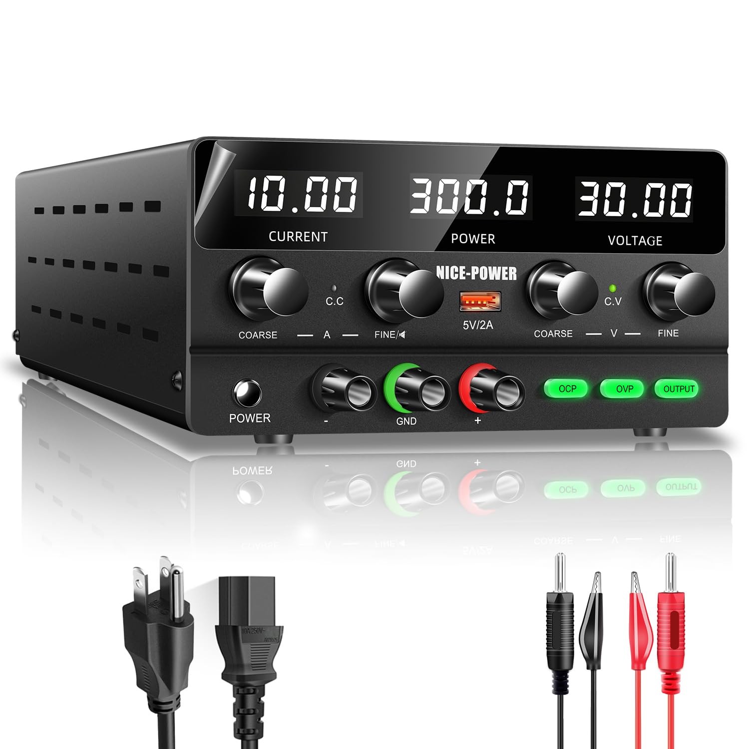 DC Power Supply Variable 30V 10A, 300W Encoder Adjustable Switching Regulated…