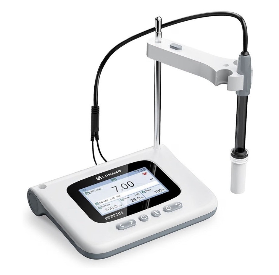 LOHAND LH-T710 Benchtop pH Meter w/ Electrode Probe, Color LCD, -2~16pH