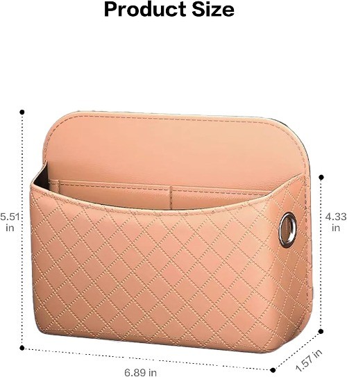 Car Door Organizer, PU Leather Storage Pouch with Strong Sticky Back for Phon