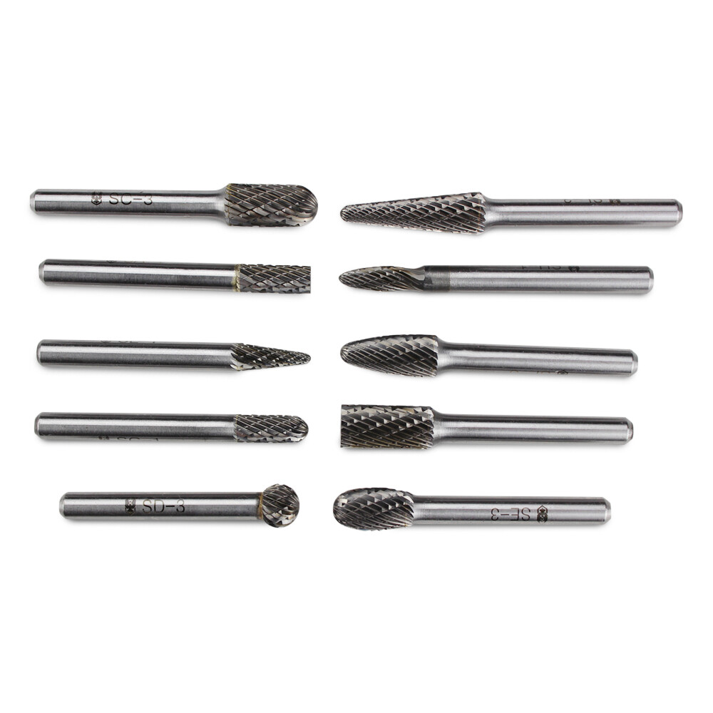 BHA Tungsten Carbide Burr Rotary Files Grinder Bits, Double Cut – 1/4 Inch Shank