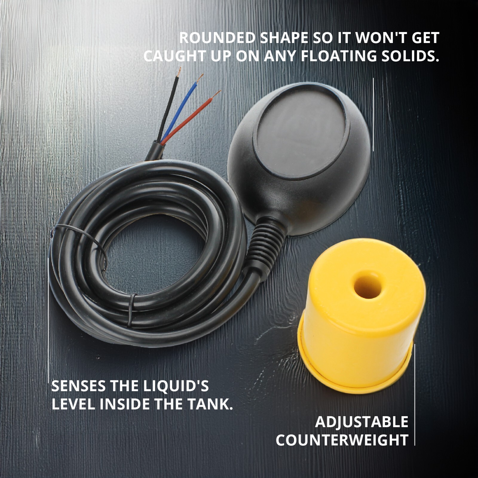 Shopcorp Water Level Float Switch, NO/NC, 9.8ft Cord, 250V 10A