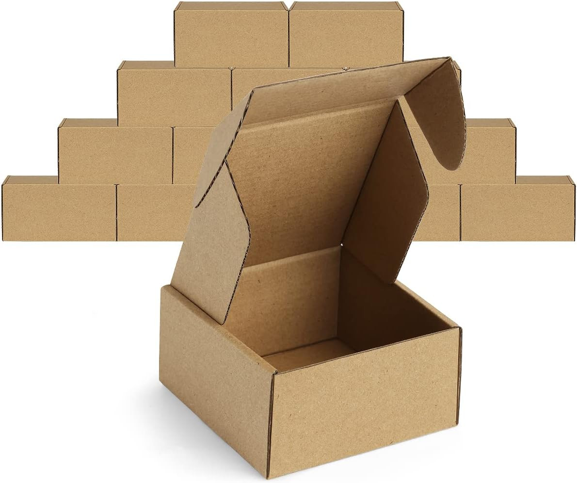 12Pack 4X4X2 Small Shipping Boxes – Brown Corrugated Cardboard Mailer
