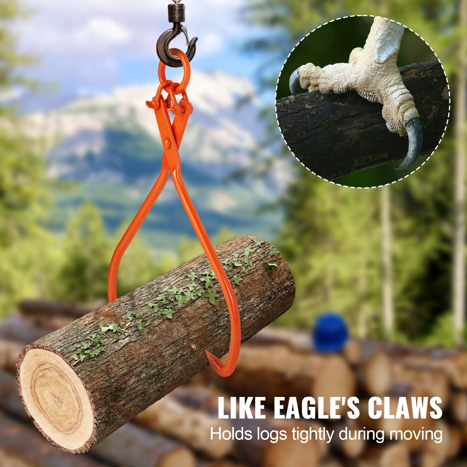VEVOR Log Skidding Tongs 32 inch 2 Claw Log Lifting Tongs Heavy Duty 1543 lbs
