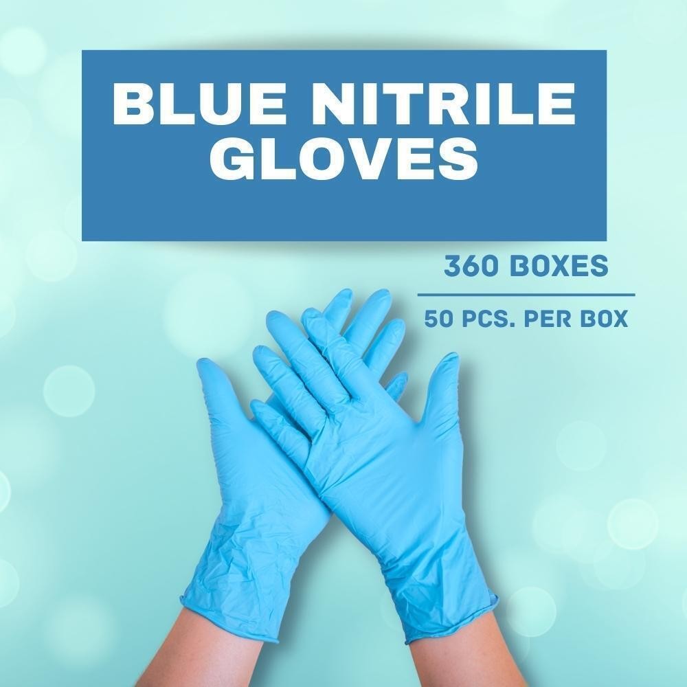 8 MIL Textured Blue Nitrile Exam Powder-Free Gloves Non Vinyl 18000 Pcs, Large