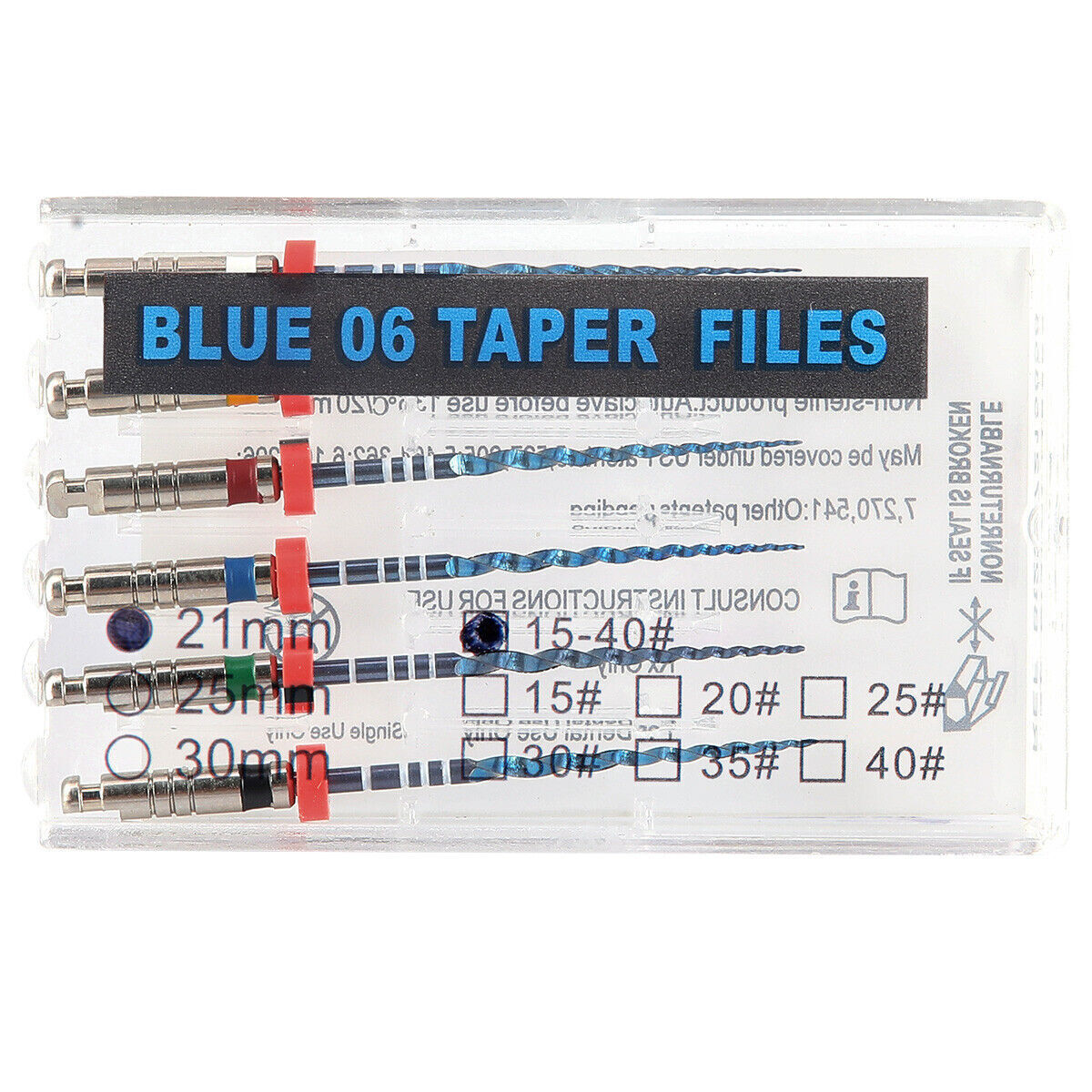 21/25mm .06 .04 Taper Asst Blue Rotary Files Dental Endo Root Canal File Blue