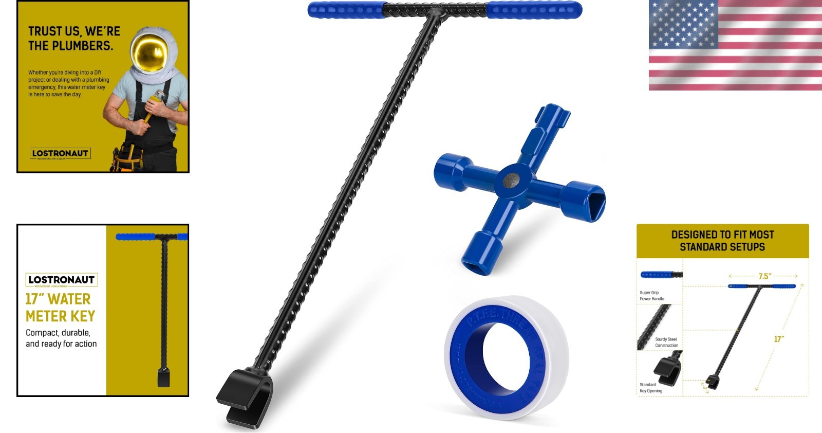 Versatile 17″ Water Meter Key with Powder Coated Finish for Garden and Plumbing