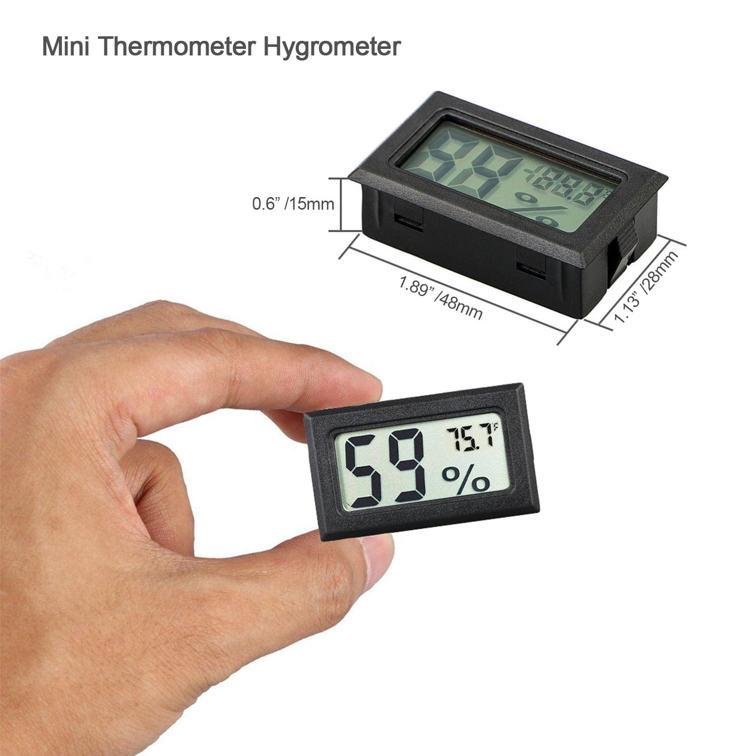 4-Pack Mini Digital Temperature Humidity Meters Gauge Indoor Black