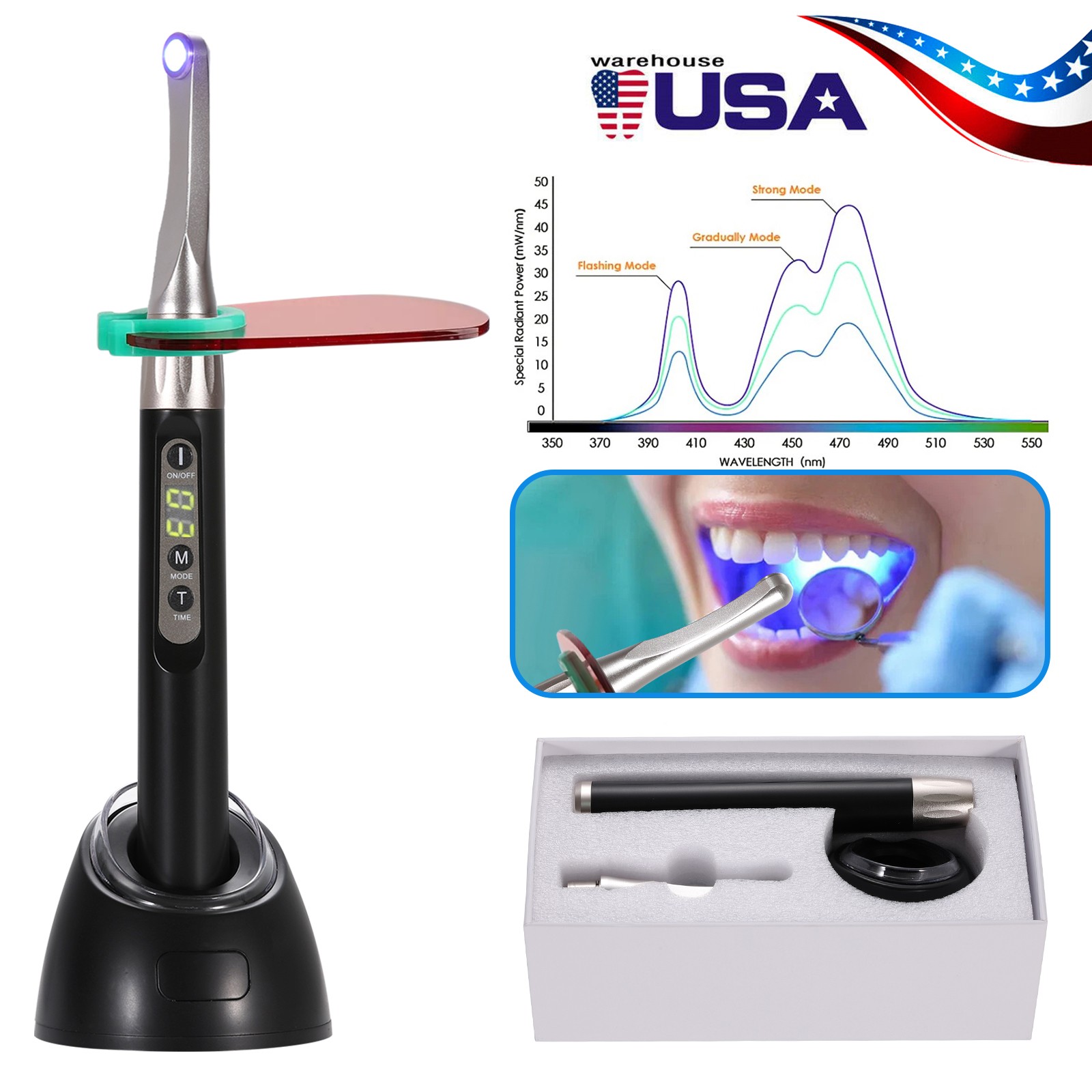 For Woodpeck Dental Wireless Curing Light 1 Second Cur LED Lamp 2500mw/cm²