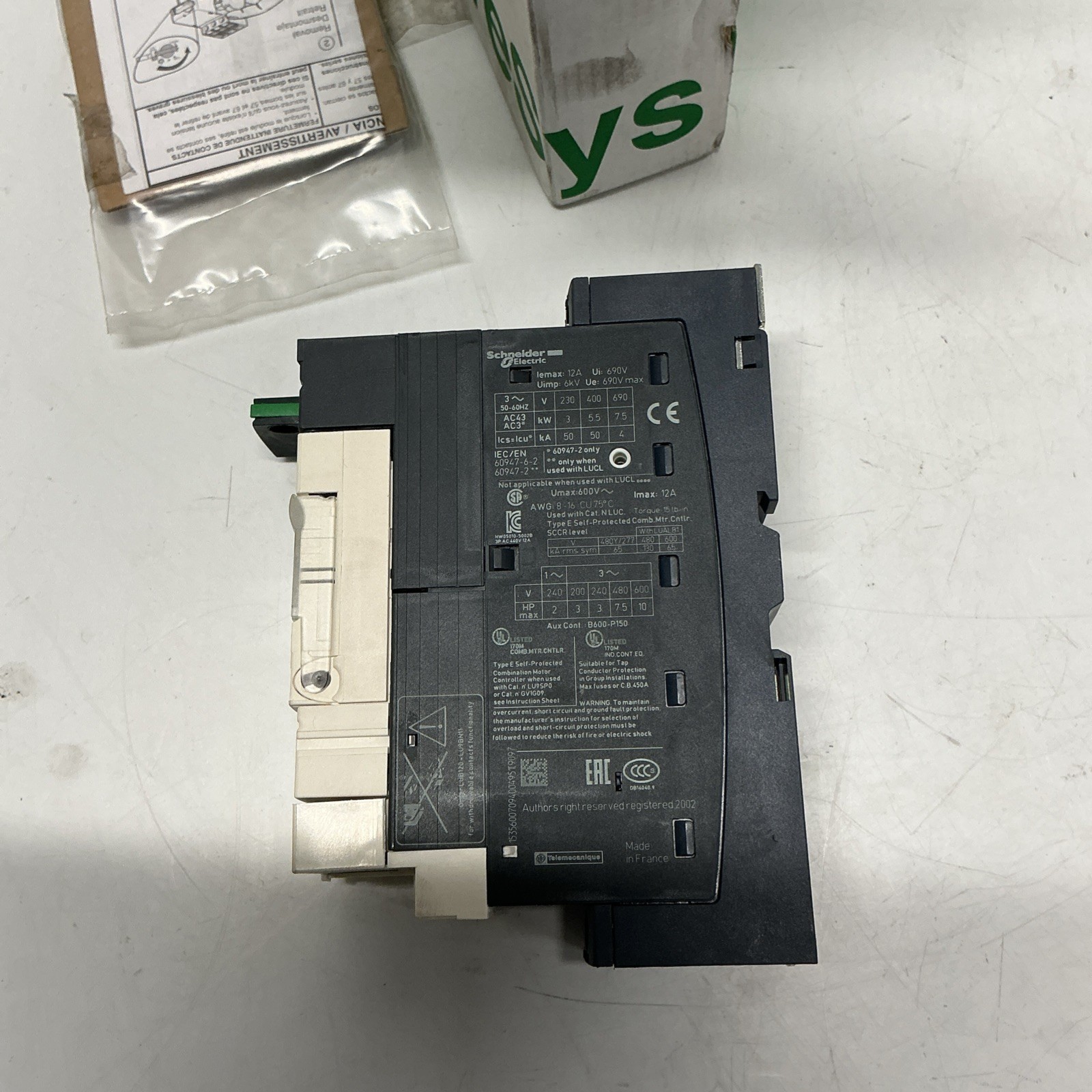 Schneider LUCB05FU/LUB12 Motor Control Unit W/ LUA8E20 AUX Contact. W-274