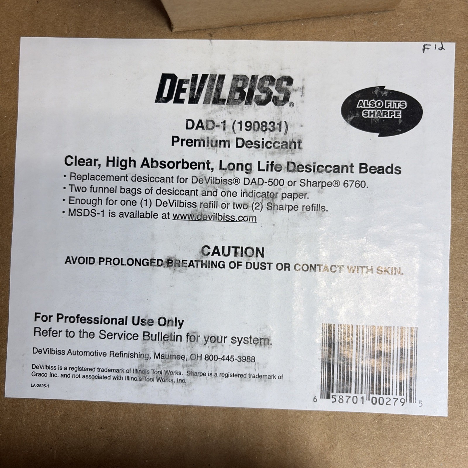 New DEVILBISS DAD600-1 / DAD6001 Complete Tune-Up Kit Dated July 2012