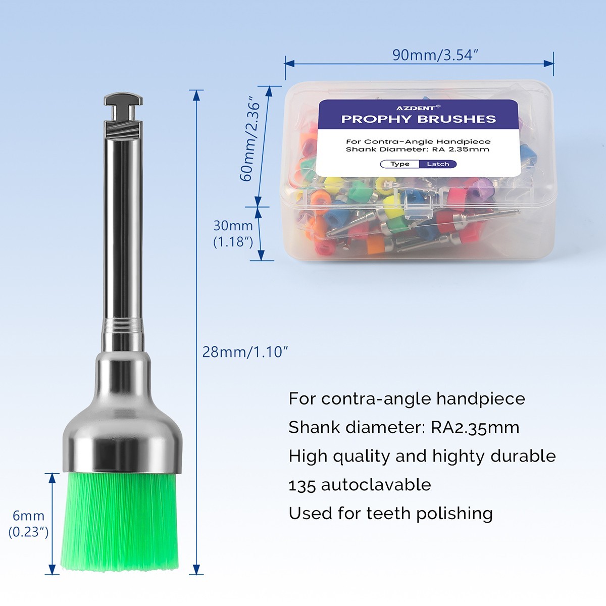 100pcs Dental Nylon Colored Soft Bowl Polishing Flat Tapere Prophy Brushes Latch