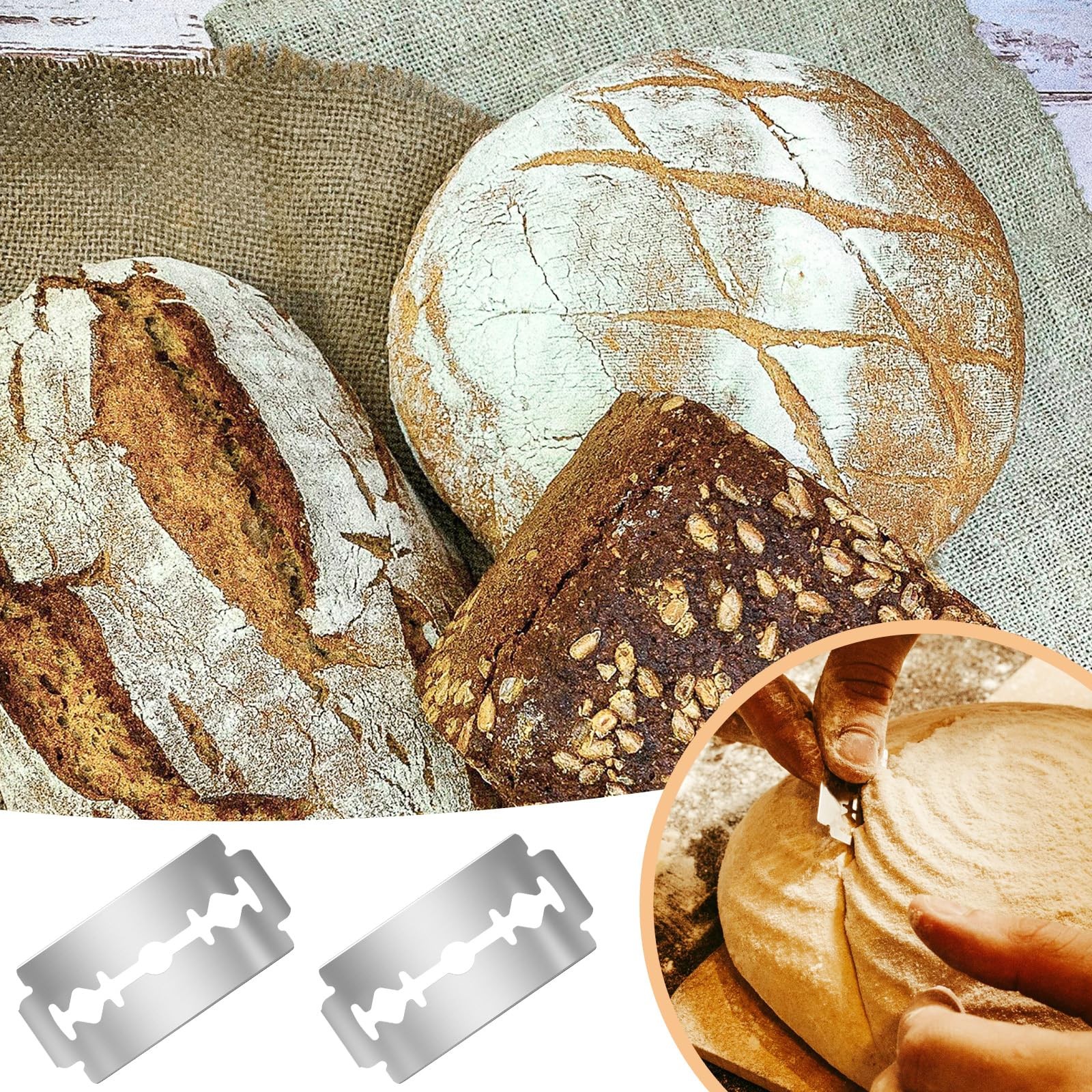 Josojoou 30 Pieces Bread Lame Blades Refill, Stainless Steel Normal, Silver
