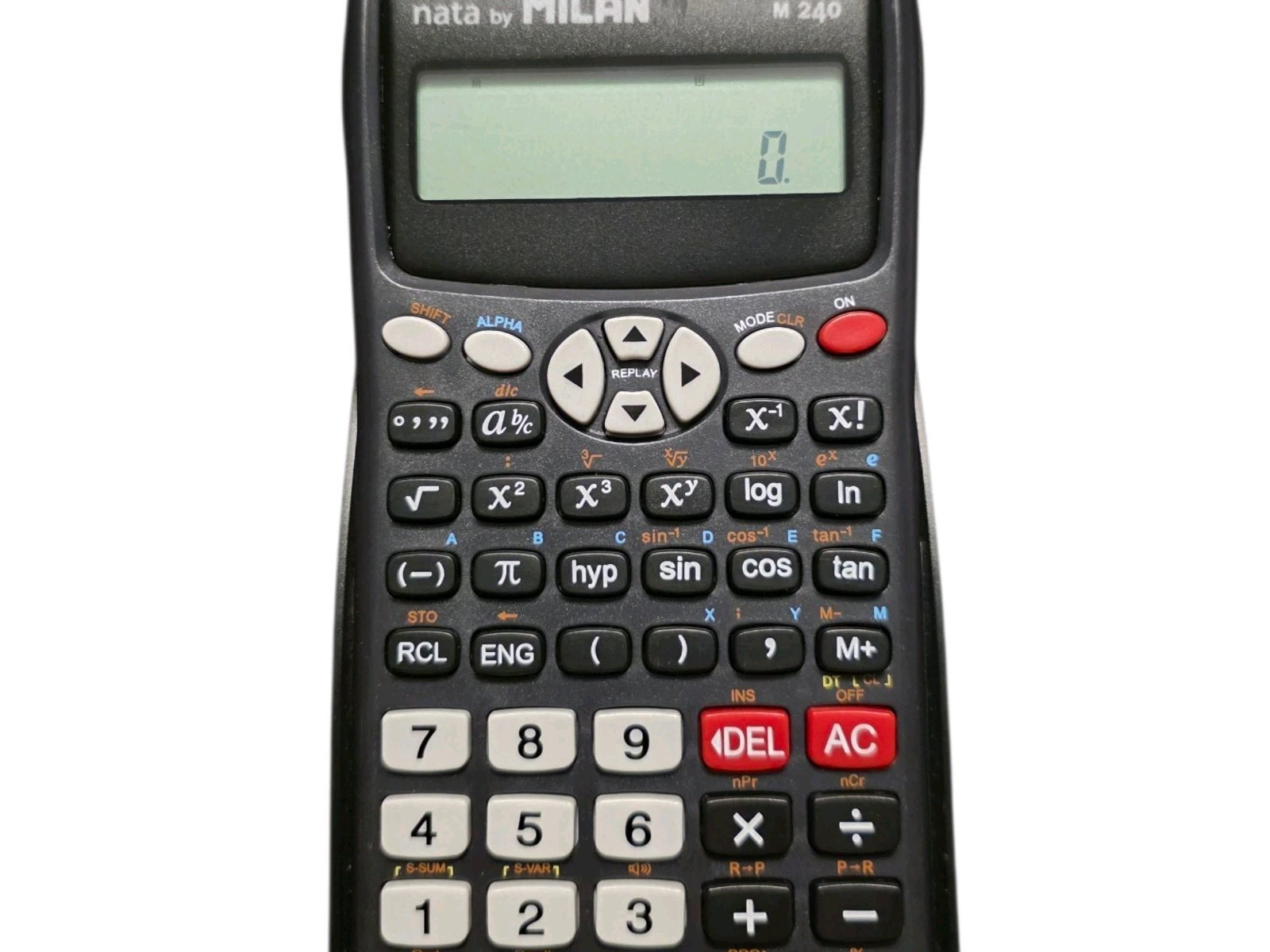 Nata By MILAN Scientifica M240 Black Calculator 2 Lines 1918 Spain W/ Grey Cover