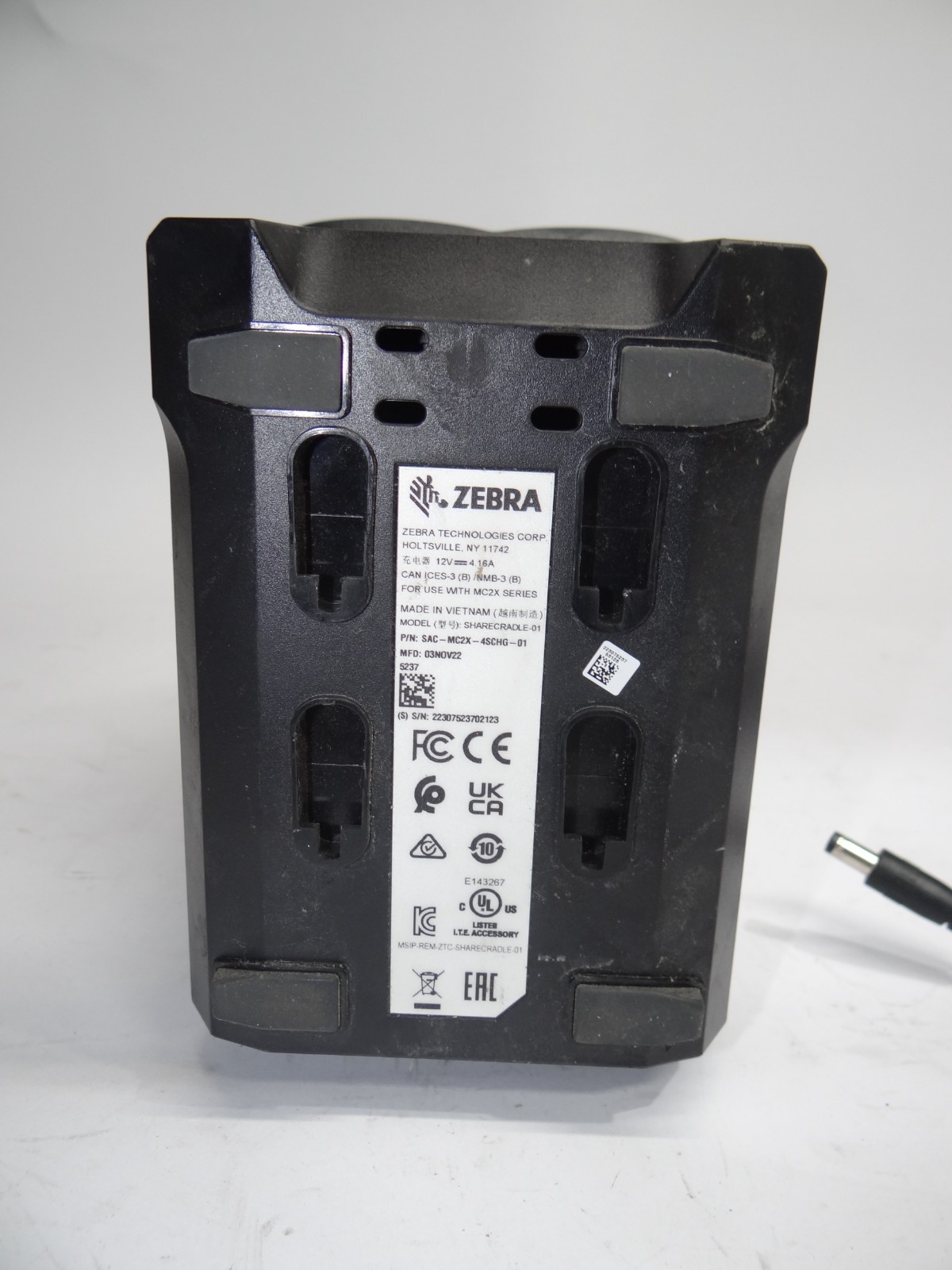 Zebra MC2200 MC2700 SAC-MC2X-4SCHG-01 4-Slot Battery Charger w/ Power Supply Kit