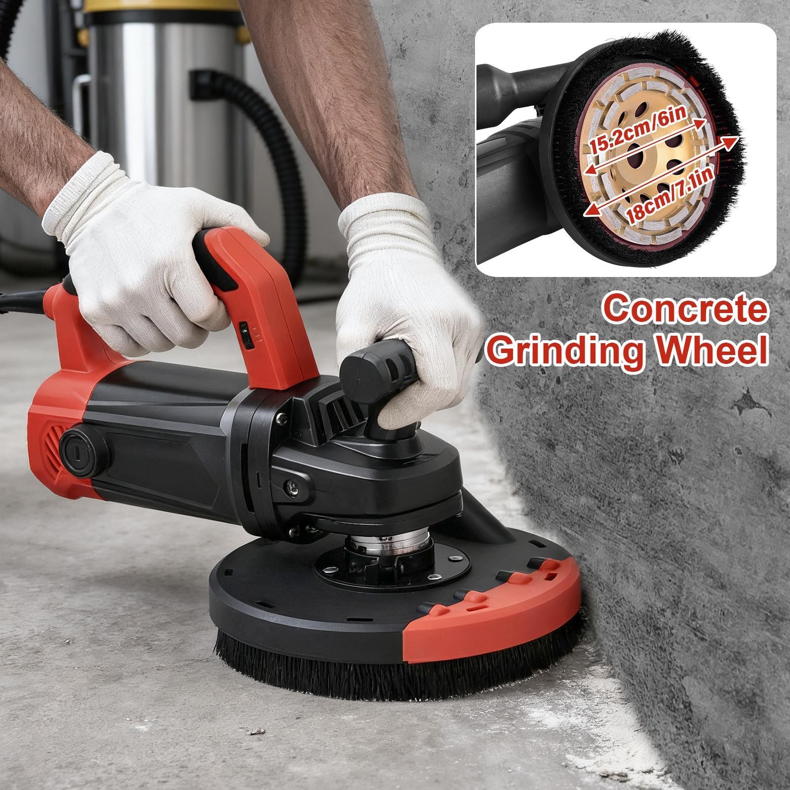 1800W Concrete Surface Grinder, Angle Grinder Kit Floor Grinder