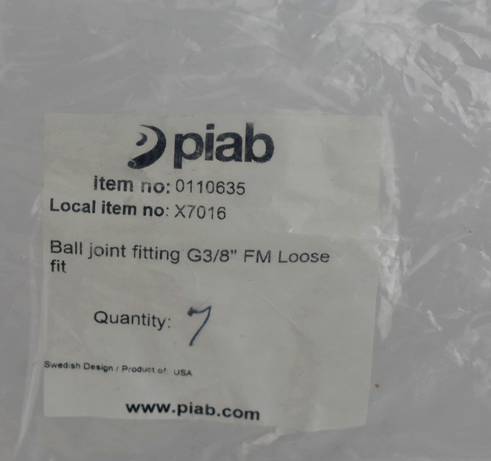 Piab X7016 Ball Joint G3/8″ FM Loose Fit Vacuum Cup Mount Adjustable Fitting