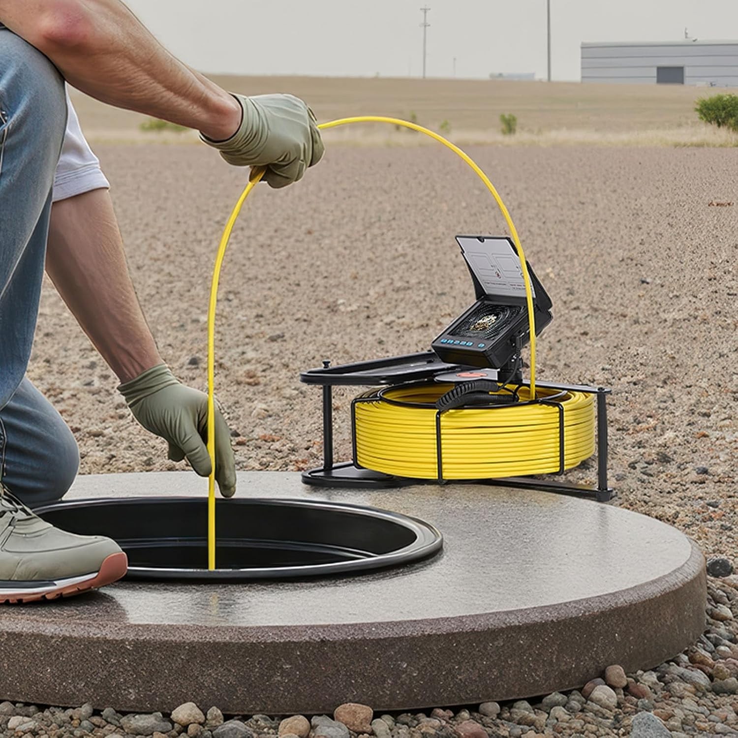 4.3» Drain Inspection Camera with 6 LEDs & 4500mAh Battery for Pipe Inspections