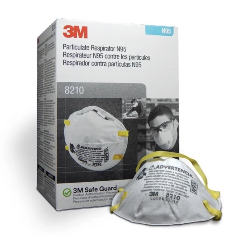 3M 8210 N95 Particulate Respirator NIOSH Approved Face Masks Box of 20