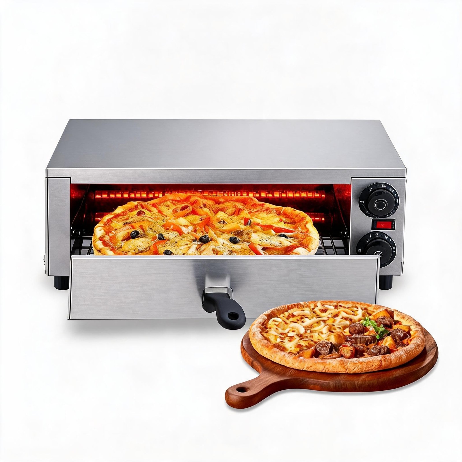 16 Inch Steel Countertop Pizza Oven for Bakery Snack Cooking Stainless