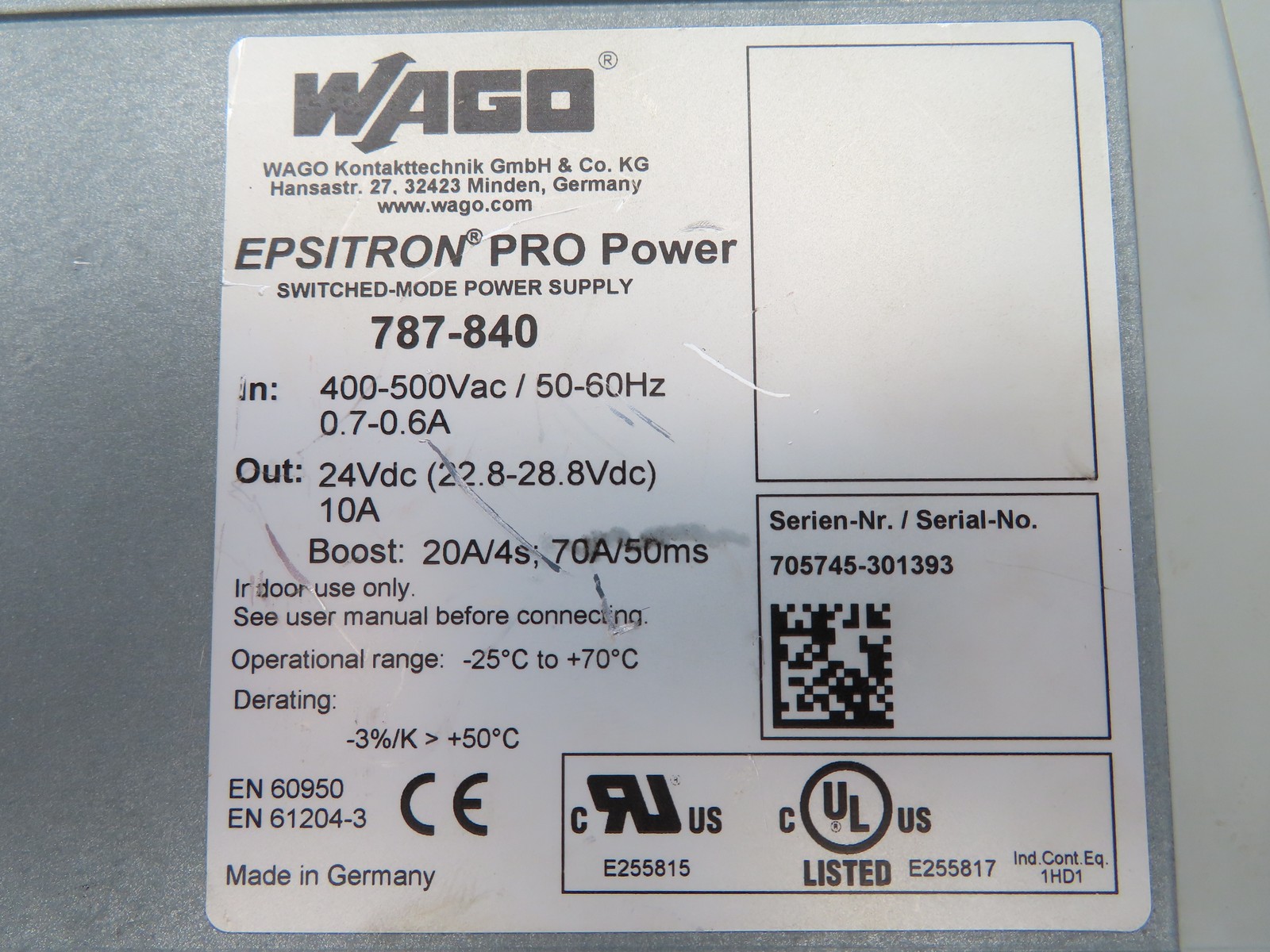Wago 787-840 EPSITRON Pro Power Supply