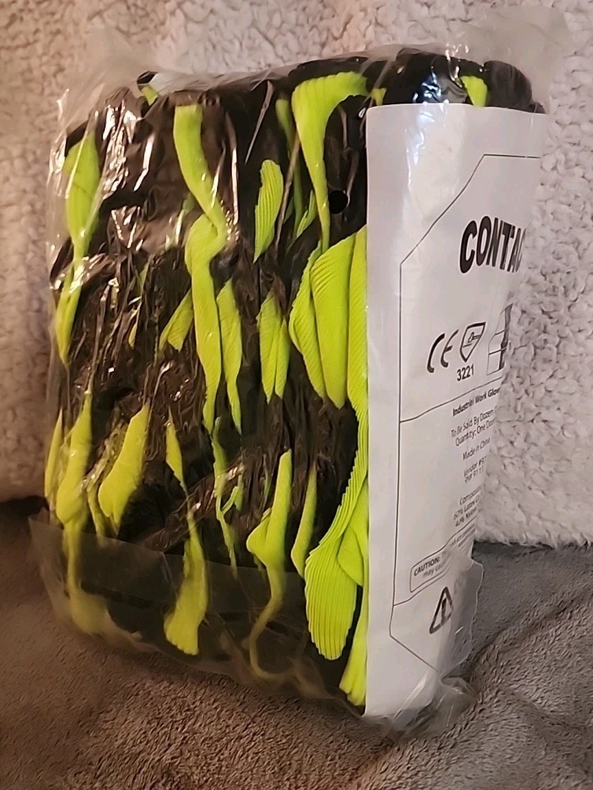 Cordova 3991 Size XL Contact Gloves 13 Ga Hi-Vis Green Nylon Shell Black Foam