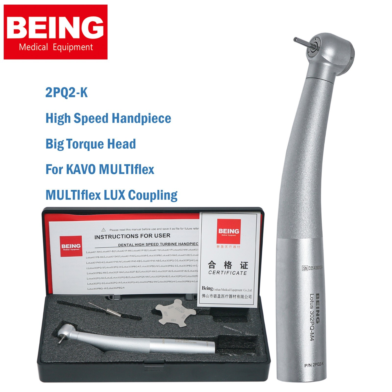 US BEING Dental High Speed Turbine Handpiece For KAVO MULTIflex Coupler 4 Hole