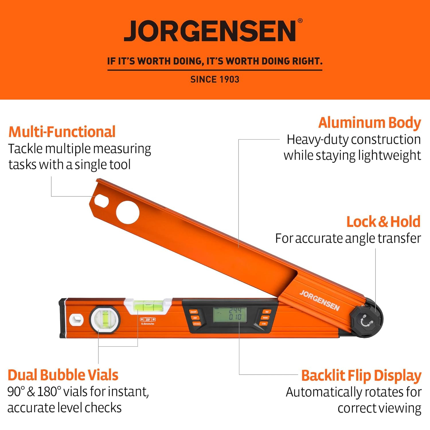 Digital Angle Finder, Multi Angle Finder Tool with Backlit LCD, Protractor Digit