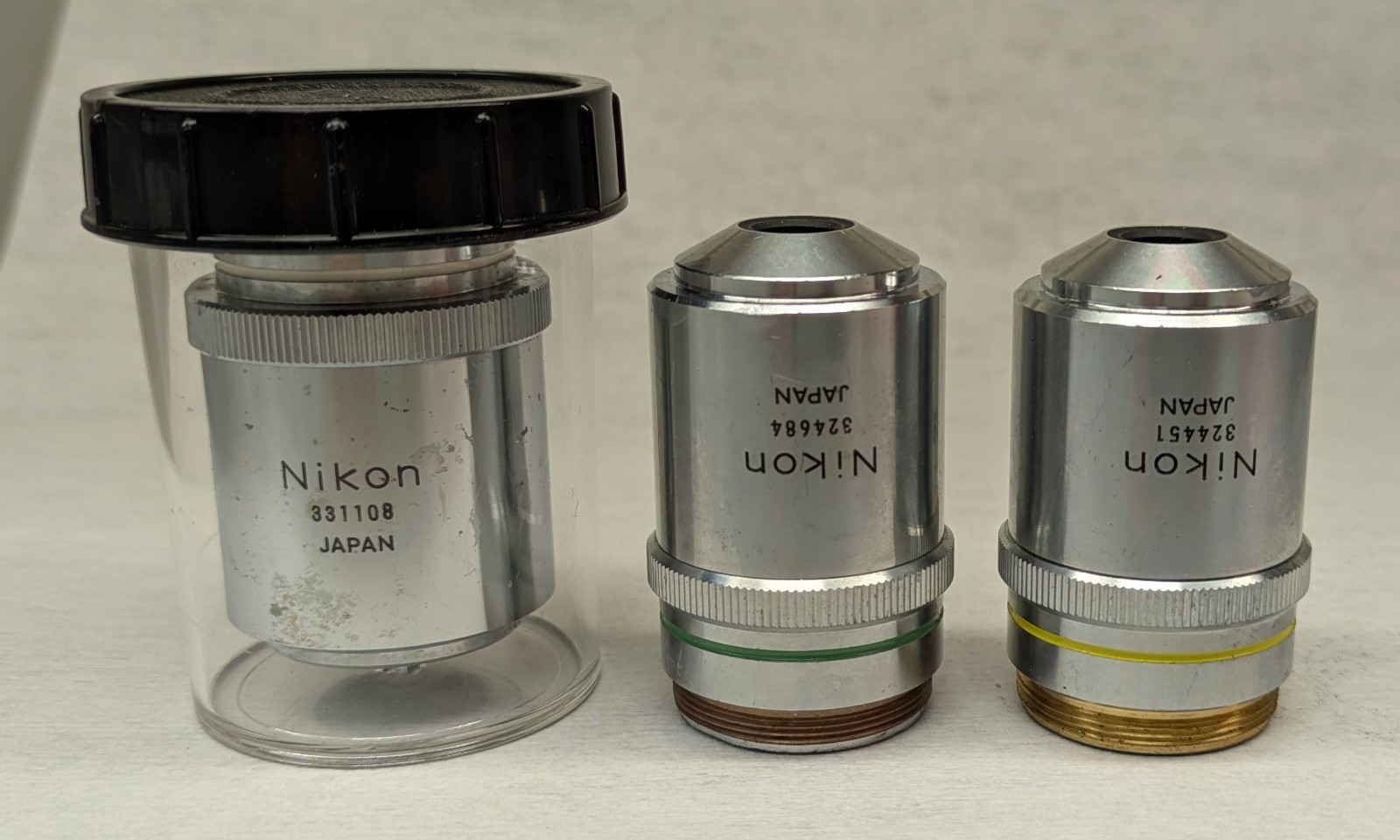 Nikon BD Plan 100, 20, and 10 objective lenses 331108 324684 324451
