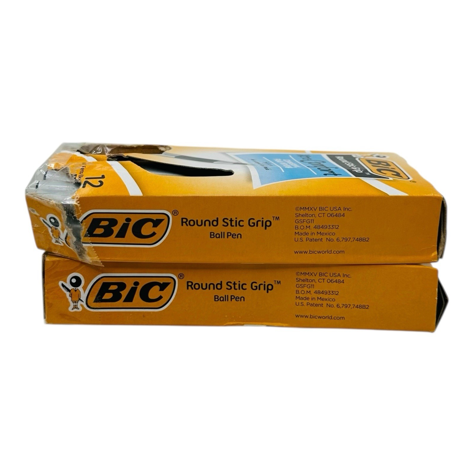 24 Pens BIC Round Stic Grip Xtra-Comfort Black Ink Ballpoint Pen Fine Point