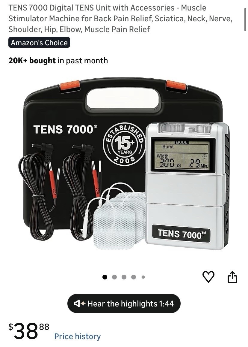 TENS 7000 Digital TENS Unit Muscle Stimulator w/ Accessories Pain Relief New