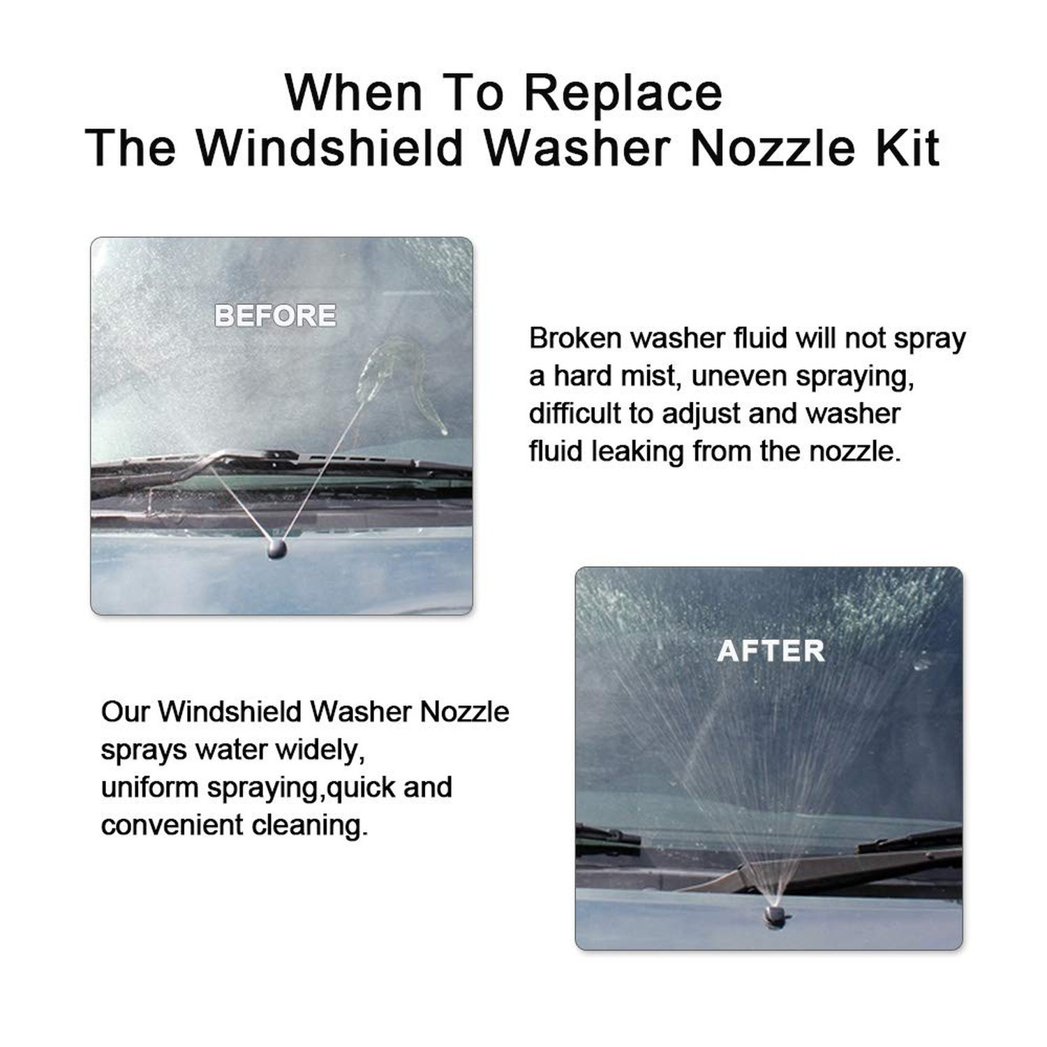 Front Windshield Washer Nozzle Kit fit for 2011-2023 Dodge Durango, 11-23 Jee…