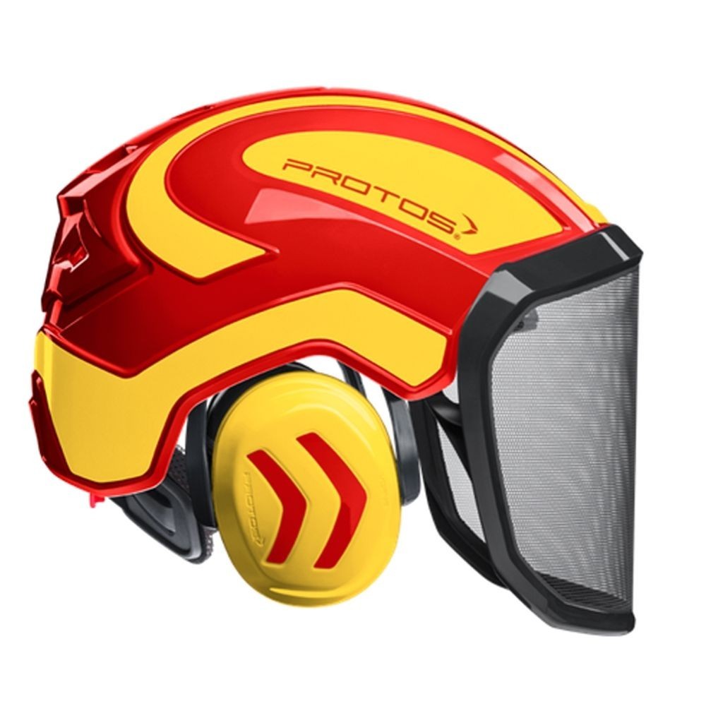 PROTOS Helmet Red & Yellow Pfanner Protos Integral Forestry Helmet