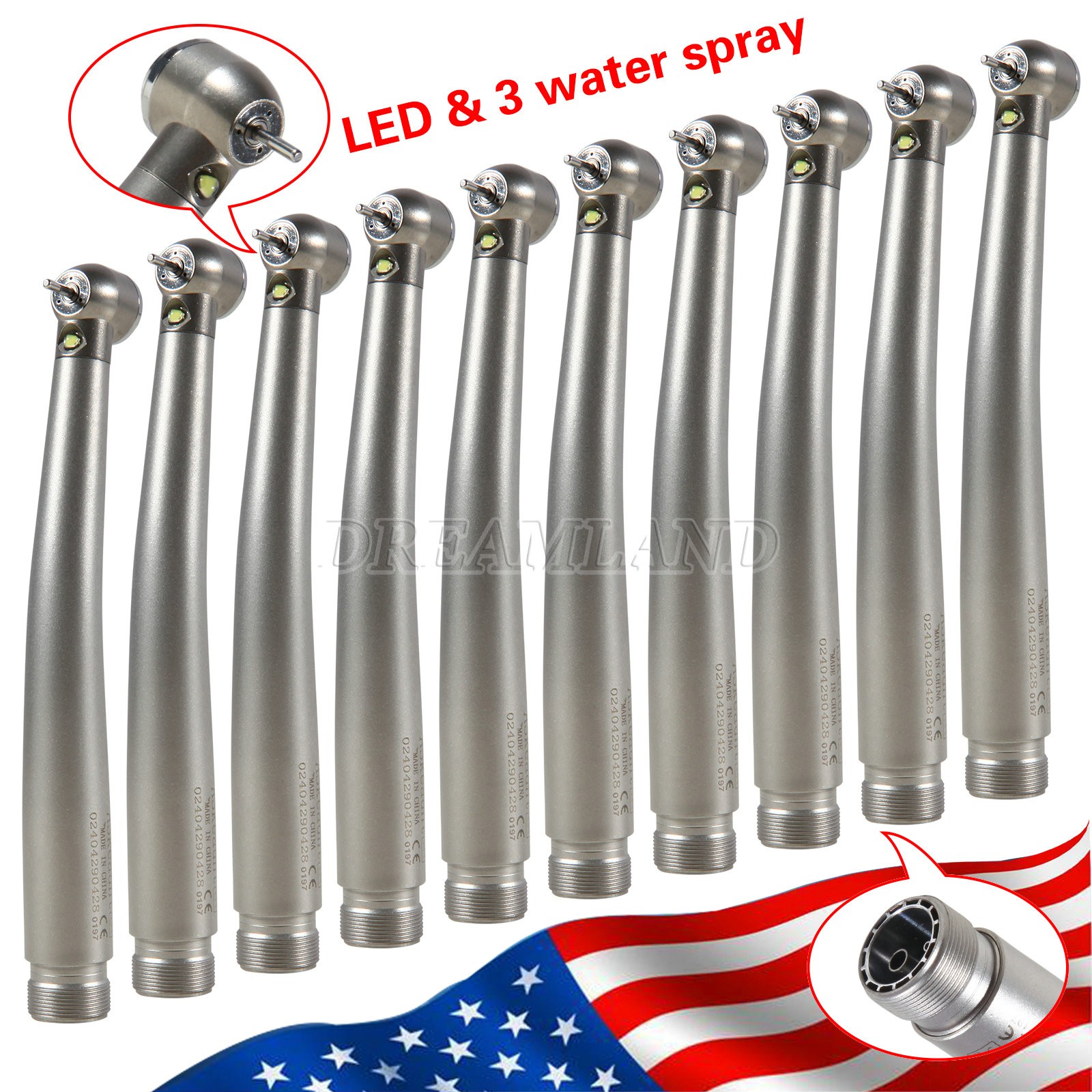 10X Askeadnt Dental High Speed Fiber Optic E-generator LED handpiece Push button