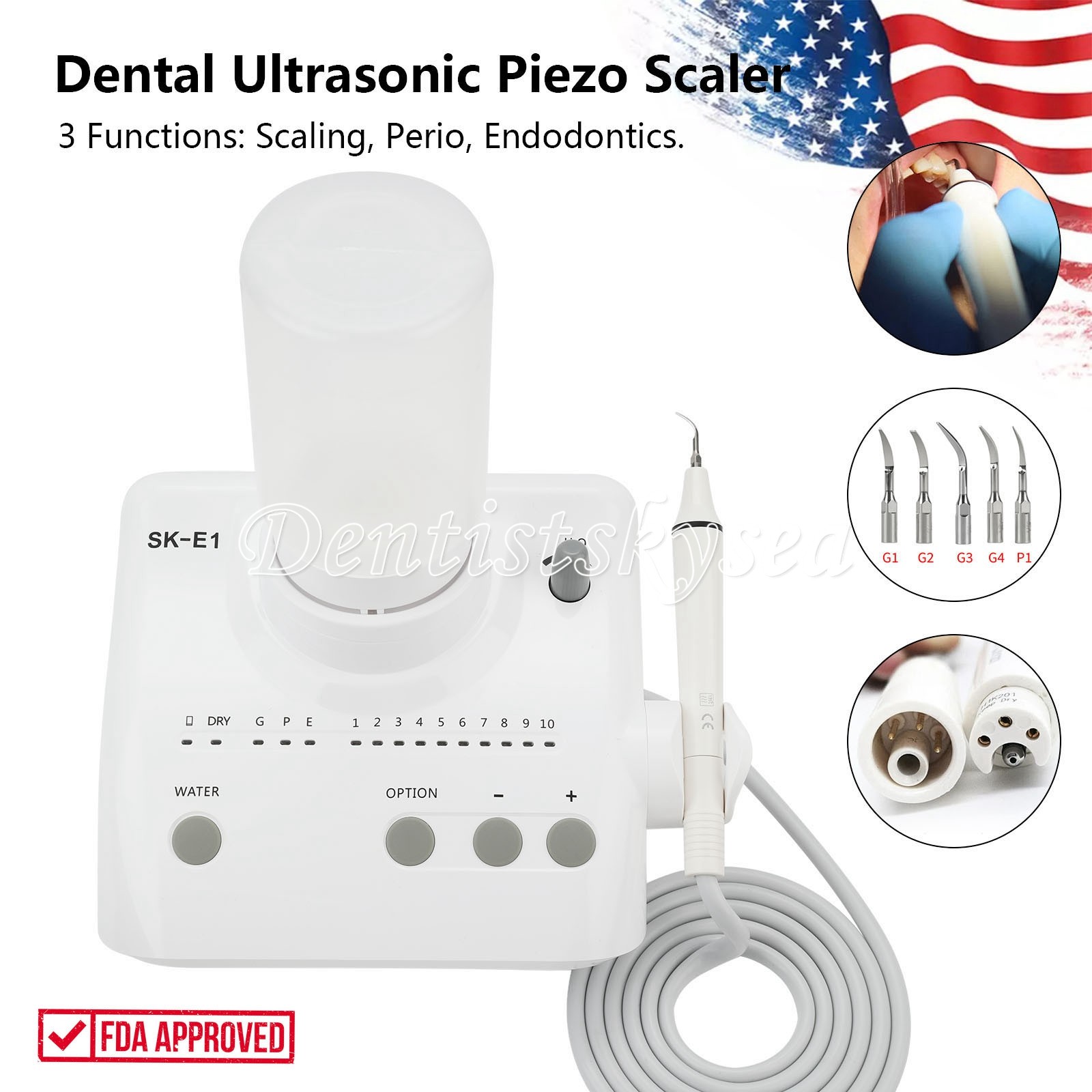 SK-E1 Dental Ultrasonic Piezo Scaler W/Handpiece Tips Bottles Fit EMS HOT
