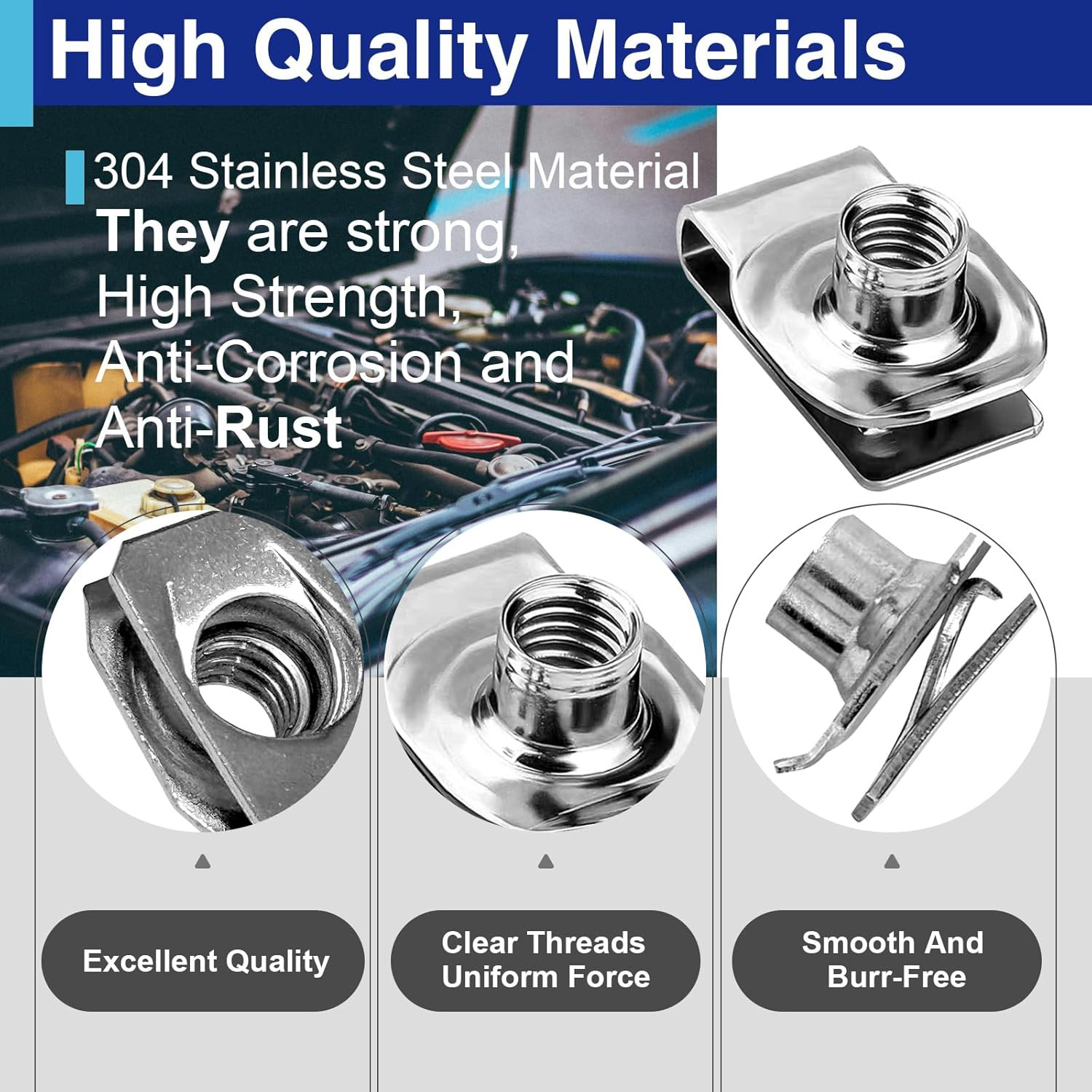 20 Pack 5/16-18 Extruded U-Nuts 304 Stainless Steel U Clip Car Clips Fasteners