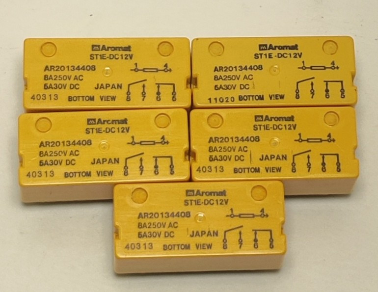Aromat Matsushita Relay, ST1E-DC12V, NOS, Panasonic, 8A 250VAC, 5A 30VDC, LOT