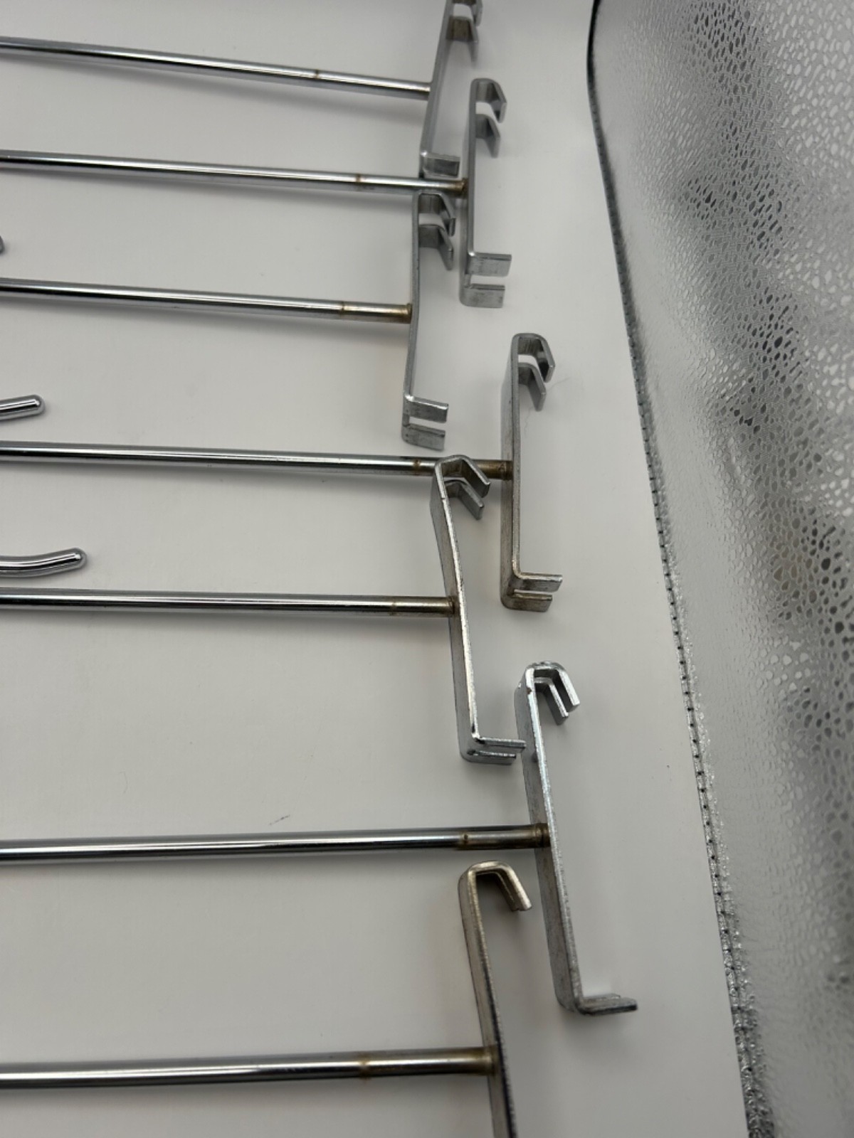 14 Chrome Retail Display Hooks Grid Wall Wire Panel Store Fixture Hook Hangers