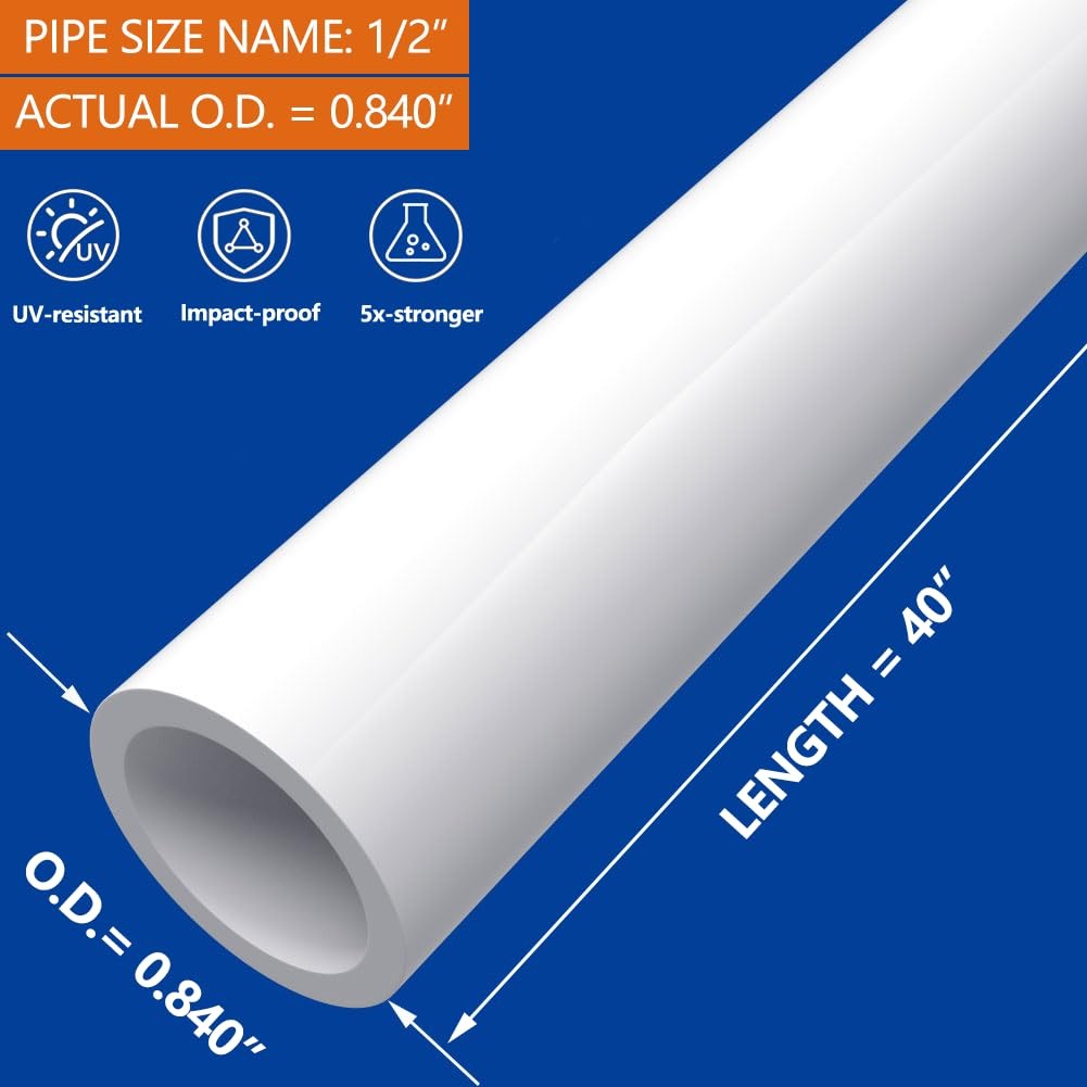 1/2″ PVC Pipe Furniture Grade, DIY Projects, Home, Garden, Greenhouse, 40″ x …
