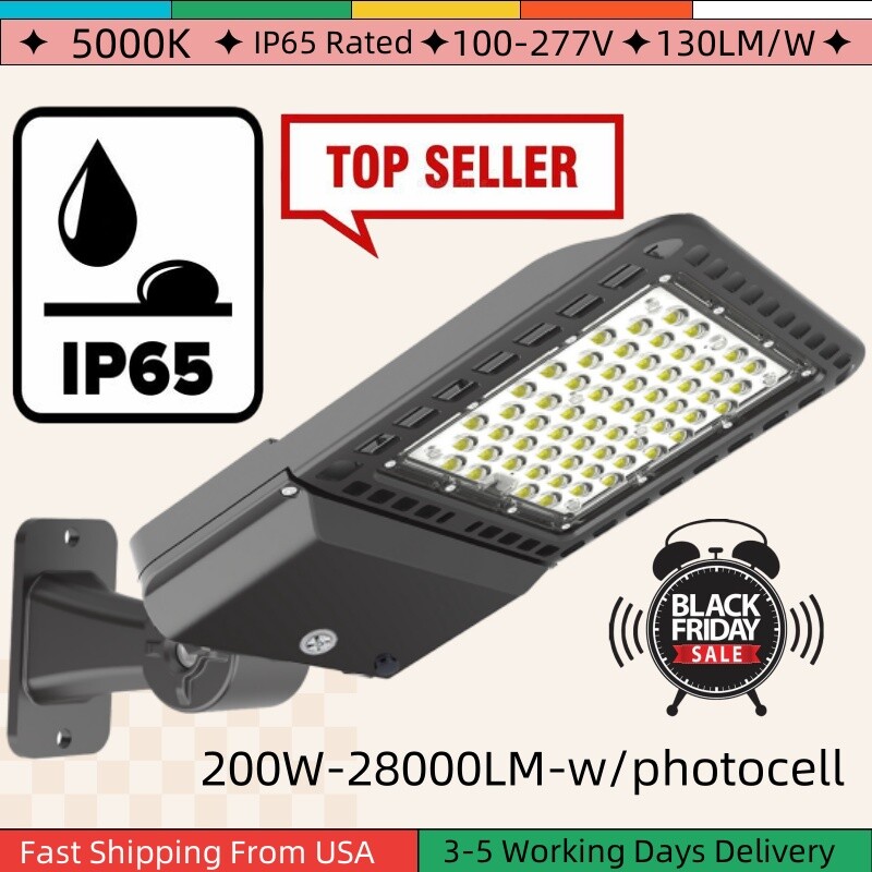 200W LED Parking Lot Light Dusk to Dawn 28000LM Commercial Shoebox Stadium Light