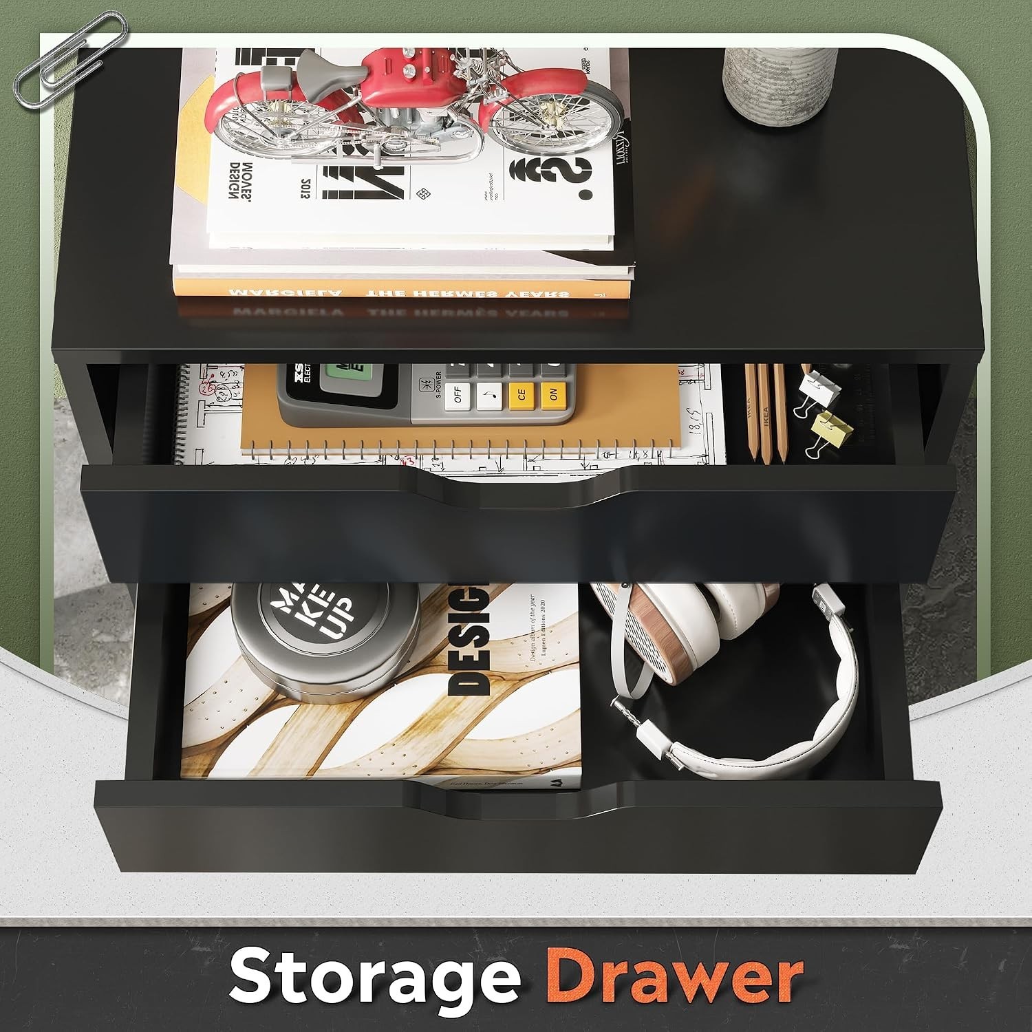 Versatile Black 5-Drawer Cabinet with Wheels – Perfect for Home Office Use