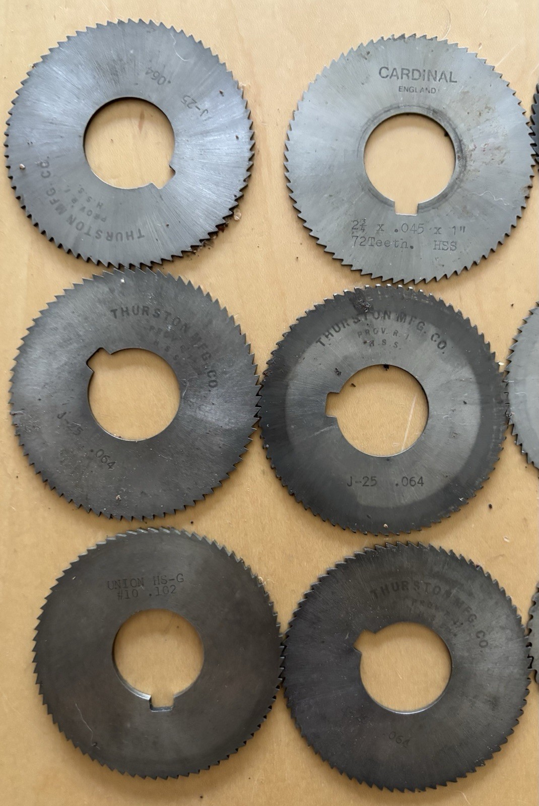 HSS Slitting Saw Blade Lot 12 Cardinal England Thurston Mfg USA Machinist Tools
