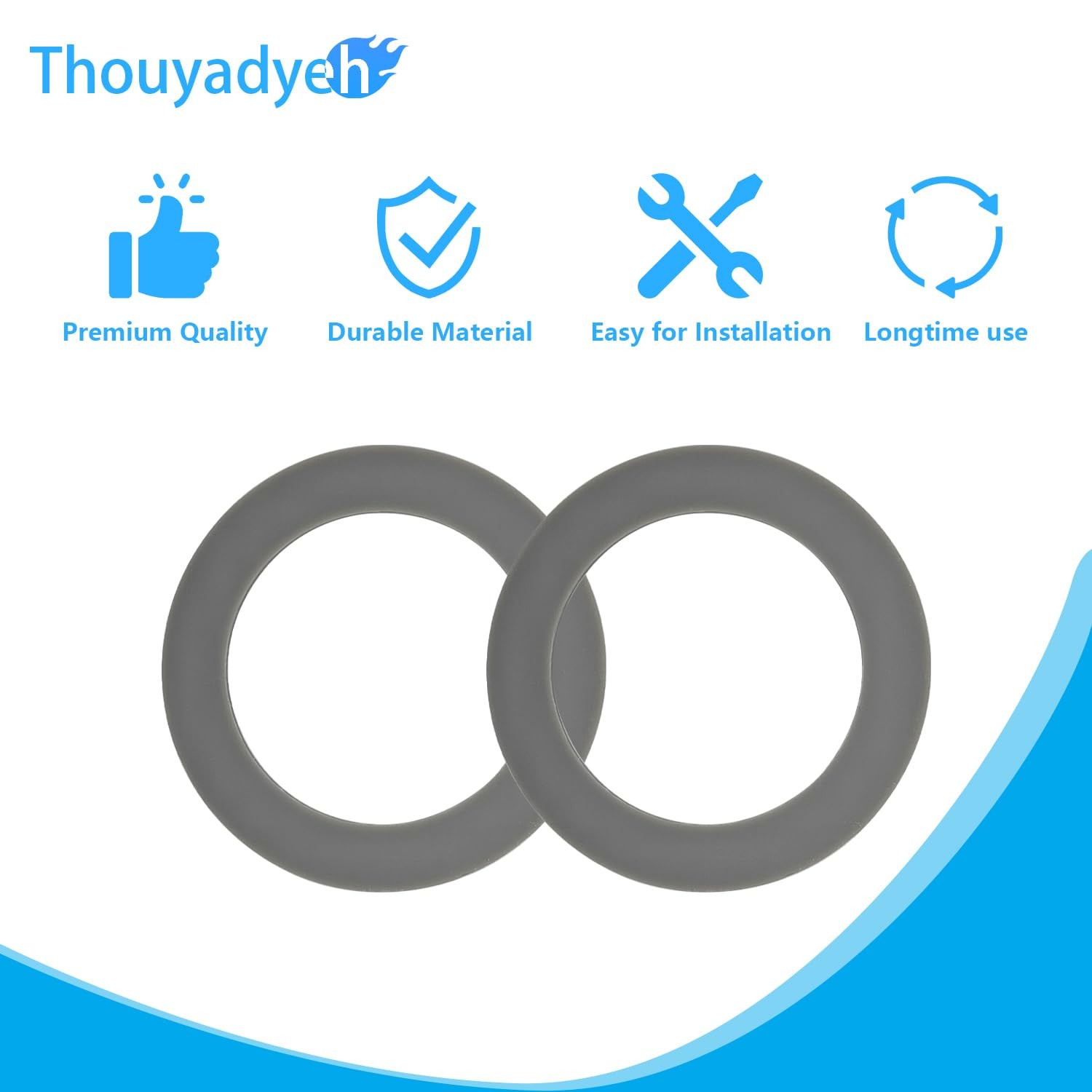 66mm/2.6inch 2/Pack Rubber O-Ring Sealing Gasket for Cuisinart Blenders Grey