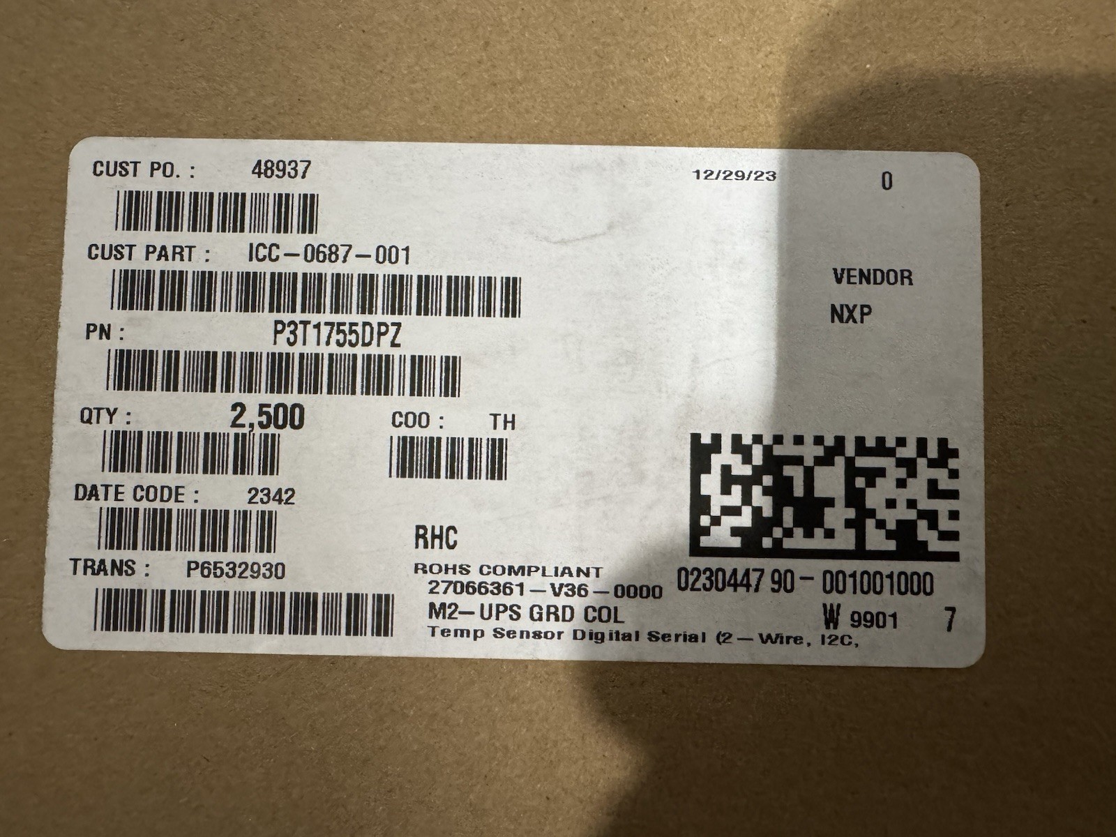 2500x NXP P3T1755DPZ Digital Temperature Sensor I2C IC New Factory Sealed Lot